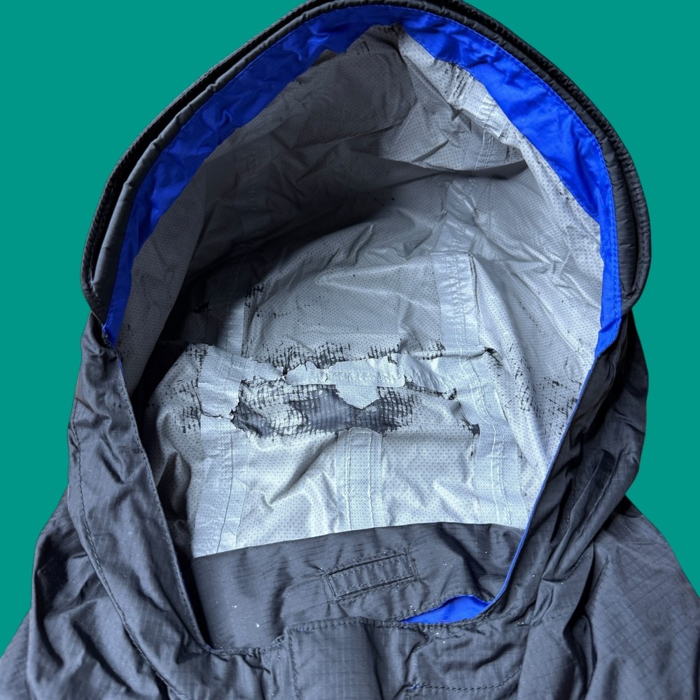 Marmot Nylon Jacket Large Black Lined Windbreaker Hood Distressed Outdoor - Picture 9 of 16
